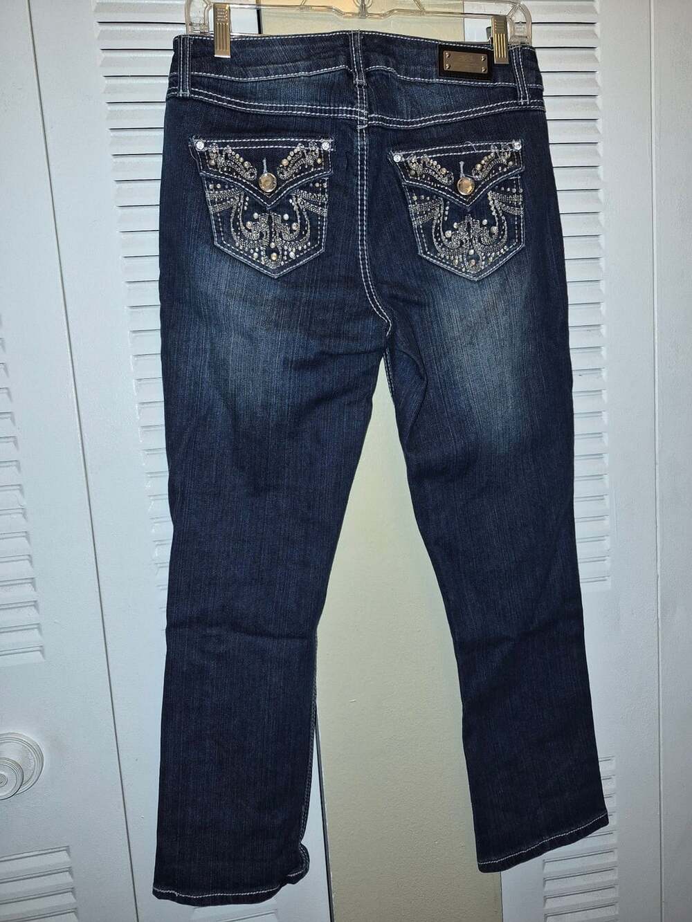 One Rane Rhinestone and Embroidered Embellished Denim Jeans - Picture 2 of 3